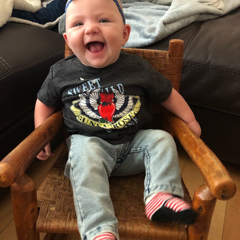 Guns and roses tee and jeans 6-9 months